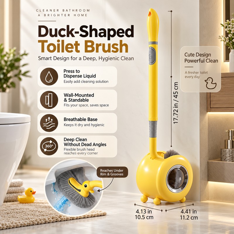 Toilet Brush for Bathroom Cleaning – Dual-Use Wall-Mount or Floor-Standing