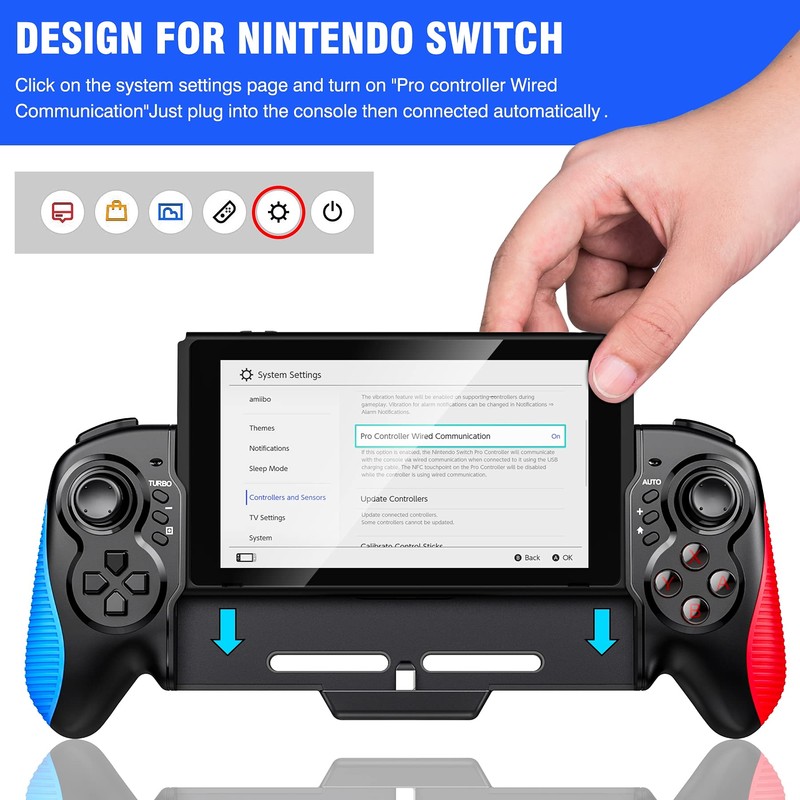 Switch Controller, Wireless Switch Pro Controller with Large Handles/Turbo Function/Dual