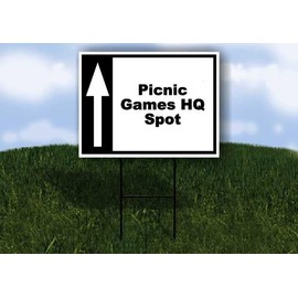 Picnic Games HQ Spot Black White Up Arrow 1 Double Sided 18x24 in Yard Road Sign w/stand