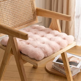rlmiesy Square Soft Plush Chair Pads Fluffy Cushion for Chair for Home Office Restaurant Chair (Pink)