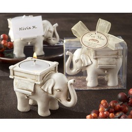 Kate Aspen Lucky Elephant Antique Ivory - Finish Tea Light Holder - Hostess Gift, Guest Gift, Party Souvenir, Party Favor or Decorations for Weddings, Bridal Showers, Baby Showers & More, Set of 6