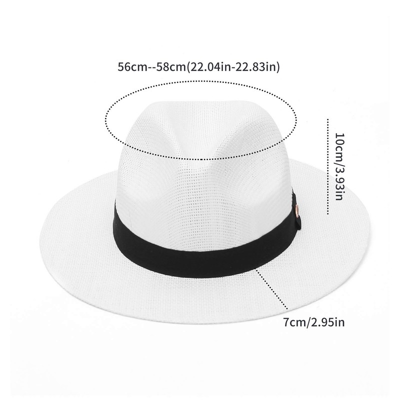 GEMVIE Panama Hat Men Women Wide Brim Straw Hat Fedora