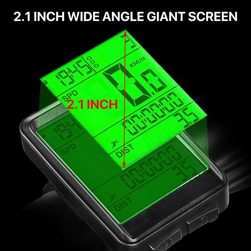 Bike Computer 12 Functions IP54 Waterproof Bicycle Speedometer Odometer, Cycling