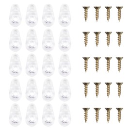 YOLUFER 10 Pack Glass Retainer Clips, Glass Retainer Clips Kit with Screw, Plastic Glass Panel Fixing Clip for Glass Cabinet Door (Transparent), KA021-YON-YB