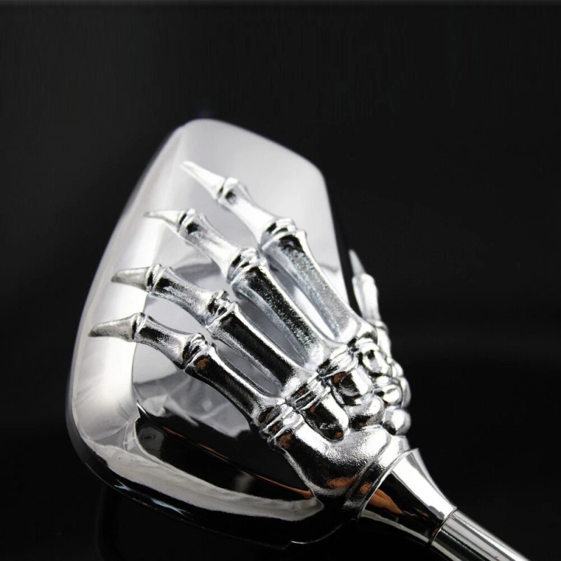 Unbranded Universal Chrome Skeleton Skull Hand Claw Motorcycle Rear View