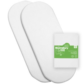 Bloomsbury Mill - 2 Pack - Flat Sheets for Pram/Crib/Cot/Moses Basket - 100% Skin Sensitive Organic Cotton – Soft and Breathable Jersey Baby Sheets – Plain White - 75 x 100cm