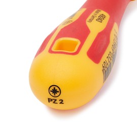 C.K Dextro VDE Slim Pozidriv Screwdriver PZ2 x 125mm Thin, Insulated Screwdrivers for Electricians, for Recessed Screws, 10,000v Tested, Pozi Heavy Duty Screw Driver Electrician, Hand Tools, T49243-2