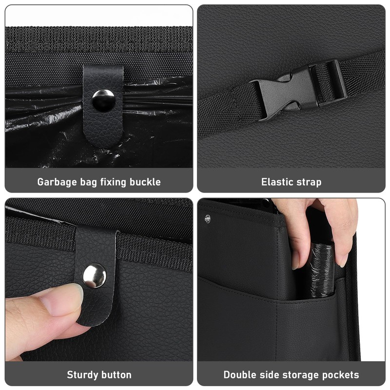 Accmor Car Trash Can with Pocket, Small Vehicle Dustbin Automotive
