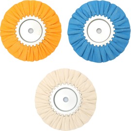 3pcs 8" Airway Buffing Wheel Kit (White/Orange/Blue), 5/8" Arbor Hole,16 Ply Fine, Medium, Coarse, Polishing for Angle Grinder Mirror Finish on Aluminum and Stainless