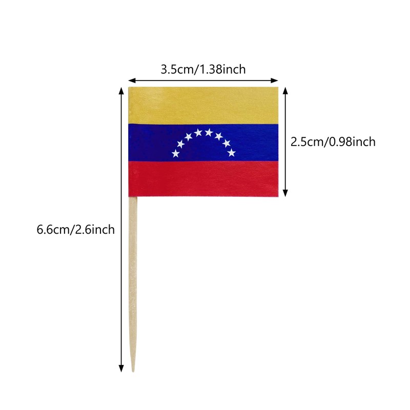 100 Pcs Venezuela Flag Venezuelans Toothpick Flags, Small Mini Stick