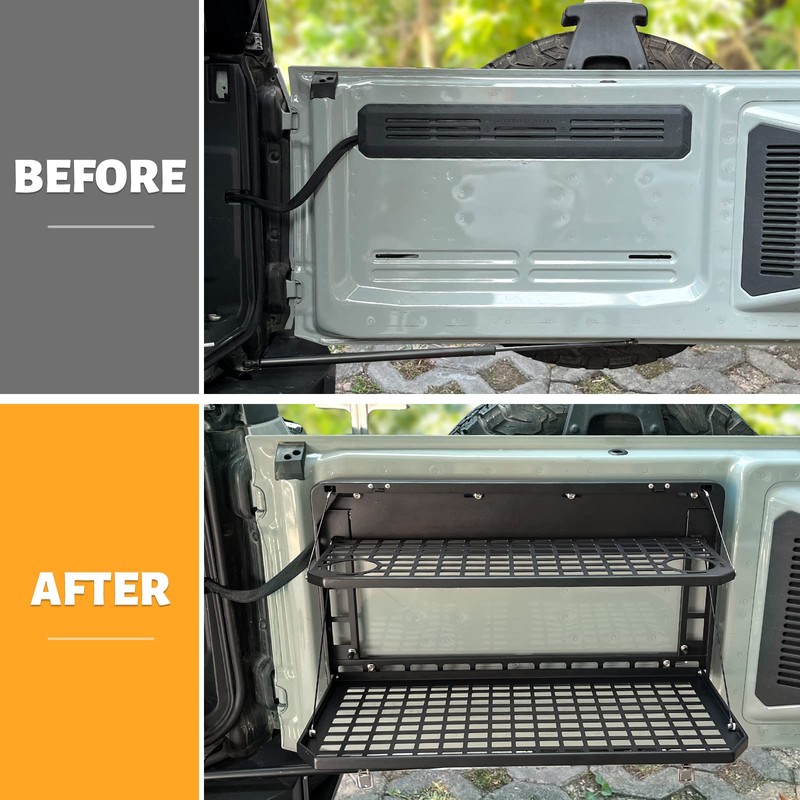 MAIKER Tailgate Table Folding 2-Tier Rear Camping Cargo Storage Shelf