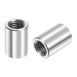 uxcell 6Pcs M10 Round Connector Nuts, 304 Stainless Steel Coupling Nut 20mm/0.79" Length Sleeve Rod Bar Stud Nut for Bracket, M10x20x14mm