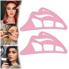 2PCS Eyetour Eyeshadow Eyeliner Stencil Tool,5 in 1 Professional Quick Makeup Eyeshadow Template for Girls,Eye Makeup Aids for Fashion Women and Beginners (Pink)