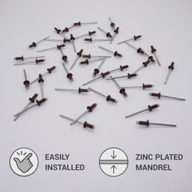 Pack of 50 Painted Blind Rivets 3.2 x 8 mm, Dome Head, DIN 7337, Aluminium Rivets and Steel Mandrel, Pop Rivets (50, Sepia Brown RAL 8014)