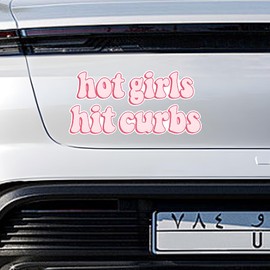 UHANBUT Hot Girls Hit Curbs Car Sticker Decal, Vinyl Waterproof Auto Bumper Stickers, Funny Vehicle Window Decal, Idea Present for Women & Girls, Cute Decoration Sticker for SUV, Truck, Laptop (1PC)
