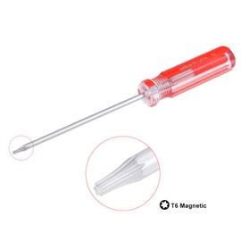 uxcell Torx Screwdriver, T6 Magnetic Star Screw Driver with 3" Carbon Steel Shaft and Clear Red Handle