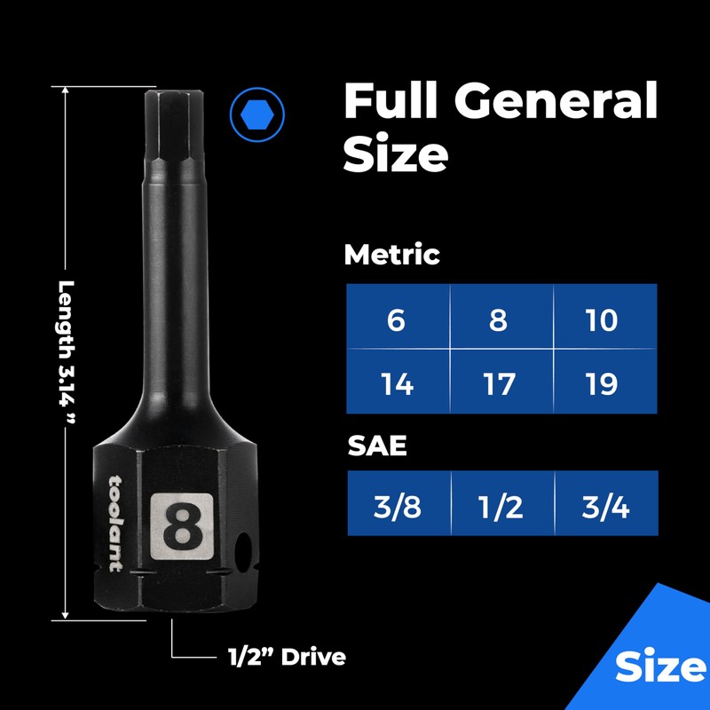 toolant 1/2" drive 1/2" impact hex bit socket set 2PCS,