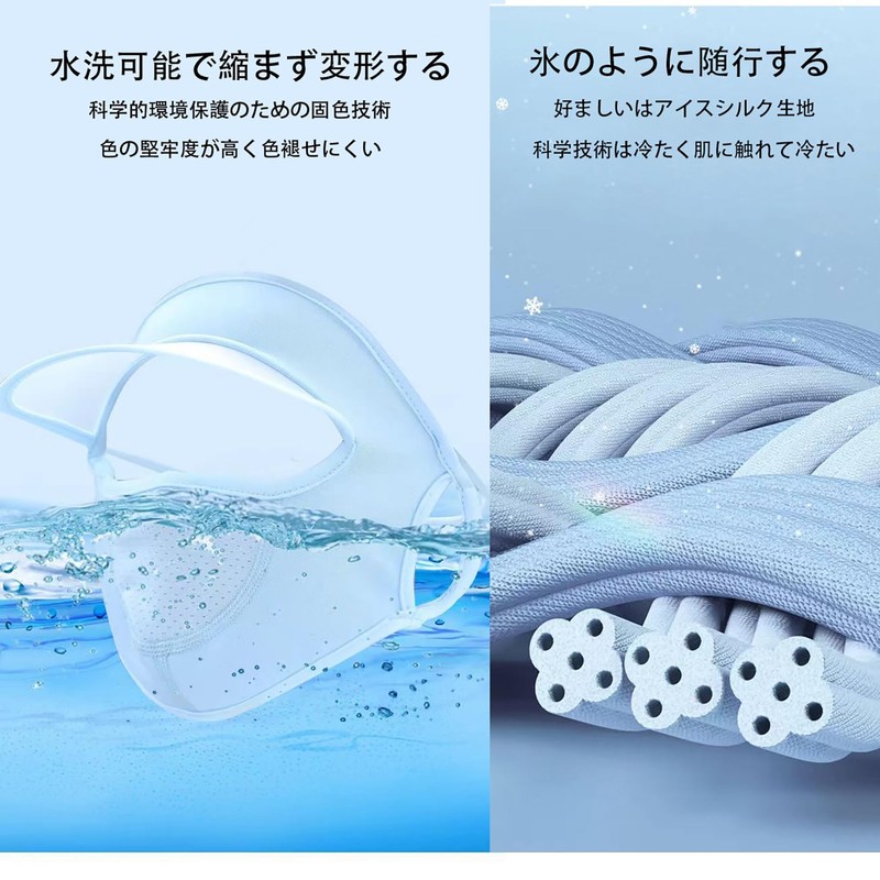 [VEVE&MIKI] 日焼け防止フェイスカバー 繰り返し 洗える 日よけ UVカット ェイスカバー UPF50 360°顔 ３D