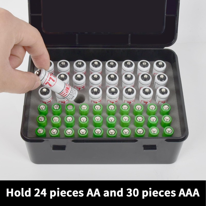 FULLCASE Battery Storage Organizer Holder Holds 54 AA AAA Batteries,