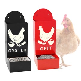 Metal Chicken Oyster Shell Feeder and Grit Feeder Combo