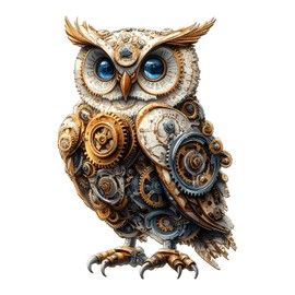 Jigfoxy Wooden Jigsaw Puzzles for Adults, Mechanical Owl Wooden Puzzles for Adults 250pcs, Unique Animal Shape Wood Puzzles, Birthday Gifts for Family Friend with wooden box(13.3 * 12in)