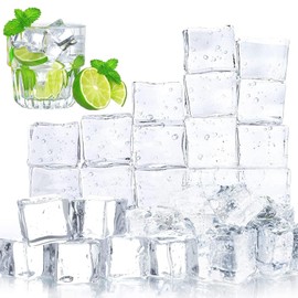 DomeStar 100PCS Clear Fake Ice Cubes, Acrylic Fake Ice Vase Fillers Centerpiece Photography Accessories Food Props Table Scatter Decoration