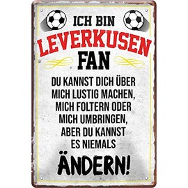 Metal Sign with "Ich bin Leverkusen" Fan Design for Football Enthusiasts Decorative Sign Gift Idea 20 x 30 cm