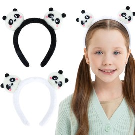 CURASA 2pcs Cute Headbands for Women Girls Panda Headband for Washing Face Animal Headband for Kids Black White Hairbands for Women's Hair Kawaii Plush Headband Spa Head Band Hair Accessories
