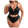 OYOANGLE Women's Plus Size 2 Piece Swimsuits Cut Out Tie