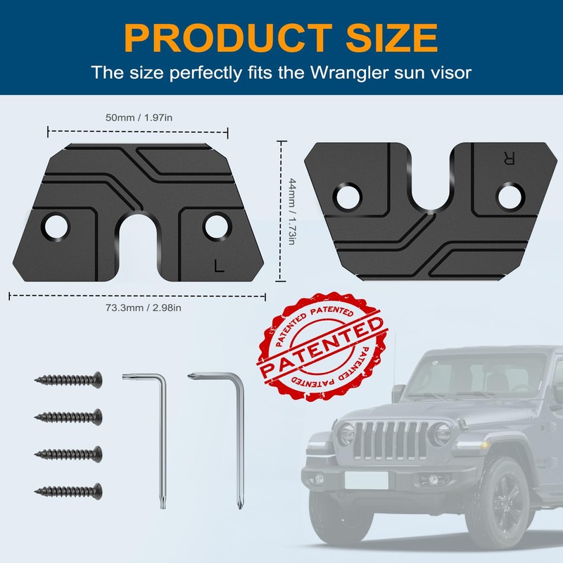 Sun Visor Repair Kit Compatible with Jeep WranglerJK 2018,JL 2018-2023,