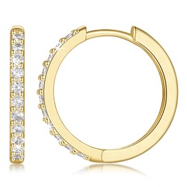 NEARLAND 14K Gold Hoop Earrings for Women 14K Gold Earrings Small Gold Hoop Earrings Hypoallergenic Lightweight Gold Earrings for Women with Round Cubic Zirconia Gold Huggie Hoop Earrings Gifts for Women 12/14/16/20/25/30MM (20mm)