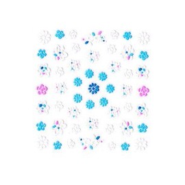 White & Turquoise Blue Floral Nail Stickers/Decals