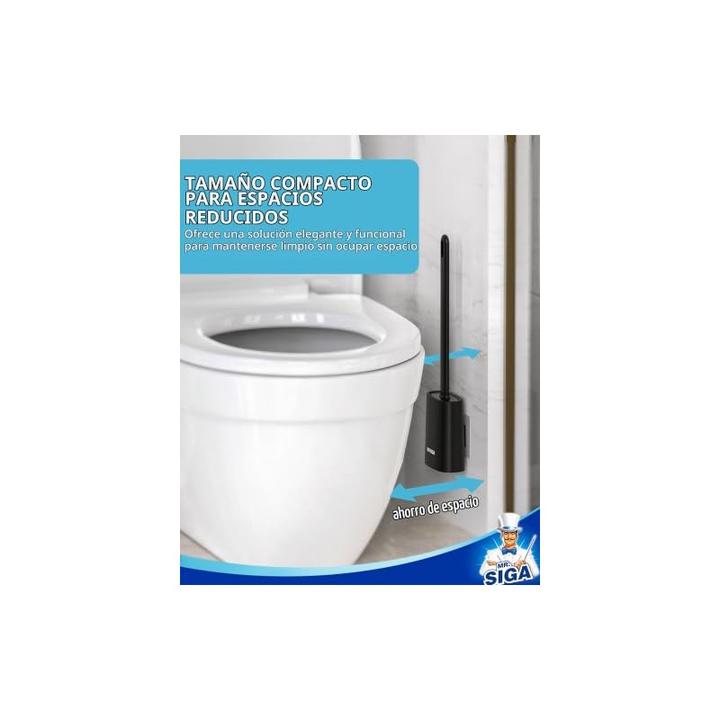 MR.SIGA Cepillo para Inodoro con Soporte para Pared, Negro