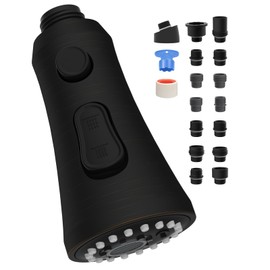 Hygie Rinse Universal Faucet Head Replacement with 15 Adapters Compatible with Moen Delta Faucet Head, 3 Function Pull Down Kitchen Sink Faucet Sprayer Head Fit Most Faucet, Oil-Rubbed Bronze