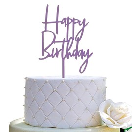 JIEEIN - Decoración para tarta de feliz cumpleaños, plástico morado, decoraciones para fiestas y eventos