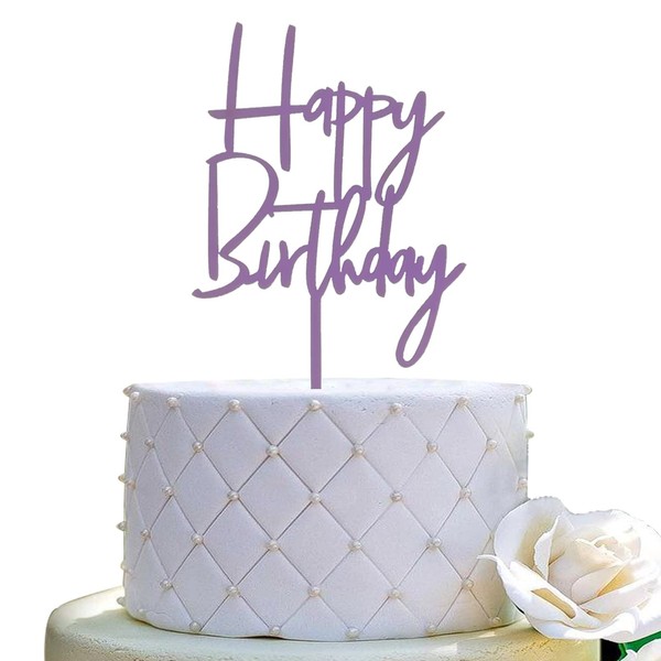 JIEEIN - Decoración para tarta de feliz cumpleaños, plástico morado, decoraciones para fiestas y eventos