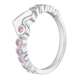 925 Sterling Silver Girl's Size 5 Pink Cubic Zirconia Heart Ring Band