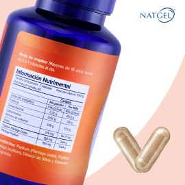 Fibra Psyllium Puro Sin Azucar | 120 Capsulas De 550 Mg | Natgel