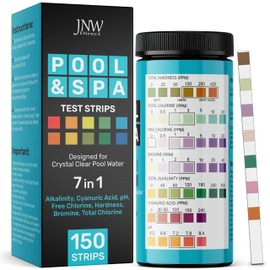 JNW Direct JNW 7-in-1 Pool Test Strips - 150 Quick & Accurate, Chlorine, Bromine, pH, Hardness & More - All-in-1 Swimming Pool Test Kit