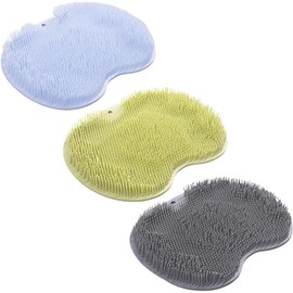 Set 2 Cepillo Tapete Limpieza Pies Aseo Corporal Higiene Personal Limpieza Profunda Tapete Silicona Limpieza Pies Espalda Brazos Adherible Paquete de dos Piezas (Color Gris)