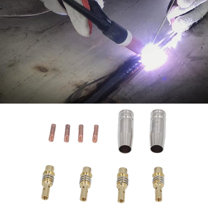 MIG Welding Consumables Kit Copper Contact Tips Connecting Rods Nozzle