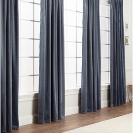 Chanasya Premium 2-Panel Blackout Velvet Curtains - Classy & Solid Drapes for Living Room or Bedroom - 52" x 96" - Slate Blue