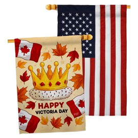 Angeleno Heritage Happy Victoria Day House Flag Pack Canada Provinces Canadian Territories Region Country Particular Area Embroidery Banner Small Garden Yard Gift Double-Sided, Made in USA