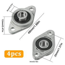GIAK KFL08 Flange Bearing, 4 Pieces, Pillow Block Bearing, Zinc Alloy Pillow Block Bearing, 8 mm, Self-Aligning Pillow Bearings, Rhombic Flange Bearings, 8 mm for Film Processors, Rotating Machines,