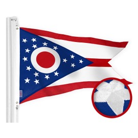 G128 Ohio OH State Flag | 4x6 Ft | StormFlyer Series Embroidered 220GSM Spun Polyester | Embroidered Design, Indoor/Outdoor, Brass Grommets, Heavy Duty, All Weather