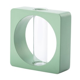 Napco Imports Square with Open Circle 6.75 x 2 Inch Mint Green Cement and Glass Propagation Station or Single Bud Vase