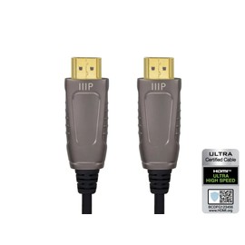 Monoprice 8K Ultra High Speed Fiber Optic Certified HDMI Cable - HDMI 2.1, 8K@60Hz, 4K@120Hz, 48Gbps, HDR, VRR, Active Optical Cable (AOC), CMP Plenum Rated, 32ft, Black