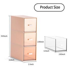 Tea Bag Organizer with 3 Drawers, Plastic Clear Tea Box, Stackable Storage Drawers, Makeup Organizer, Stackable Tea Bag Storage for Sugar Sachets, Coffee, Cosmetic, Jewelry, Bathroom Organization