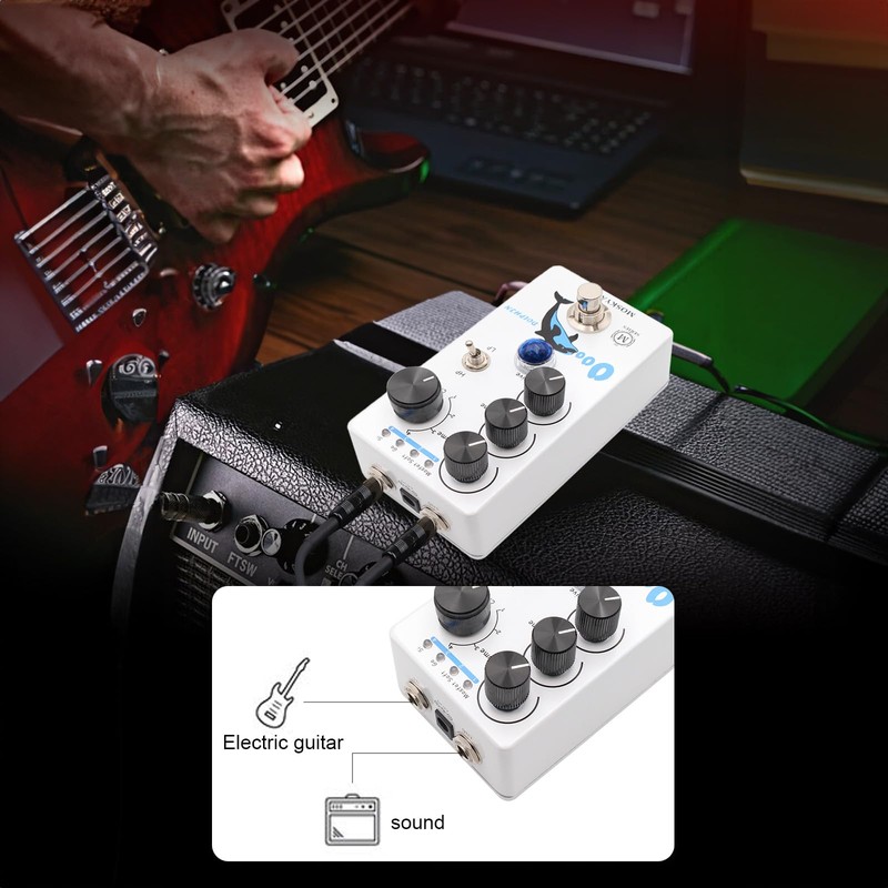 CIADAZ Distortion/Overdrive Guitar Effect Pedal 4 Mode Switch Volume/Tone/Drive Controls