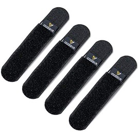 IDOGEAR Tactical Fastening Binding Strap Hook & Loop Reusable Strap (Black, Small(2 pcs)+Medium(2 pcs)